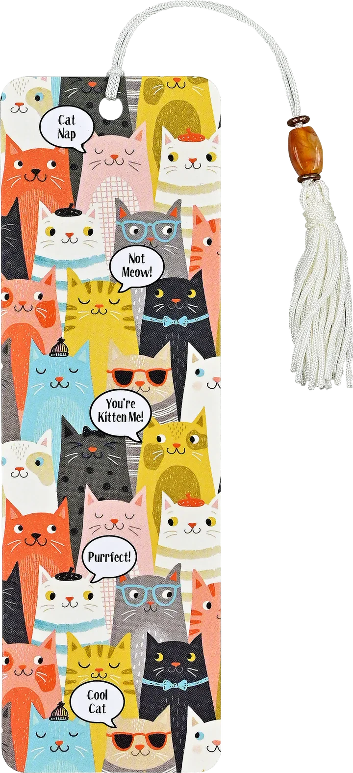 Bokmärke med pärlor - Cats Beaded Bookmark