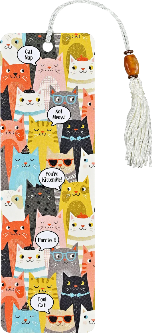 Bokmärke med pärlor - Cats Beaded Bookmark