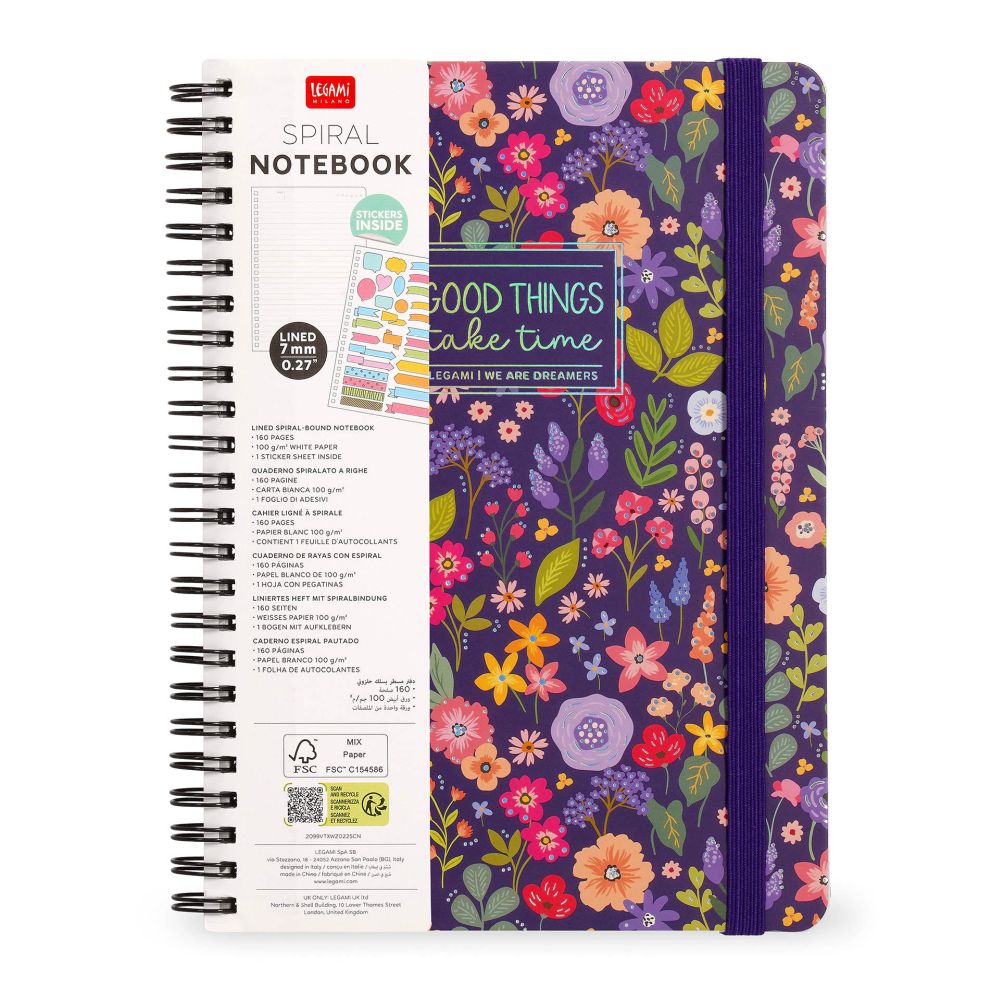 Spiralblock Maxi A4 - Flowers (Legami)