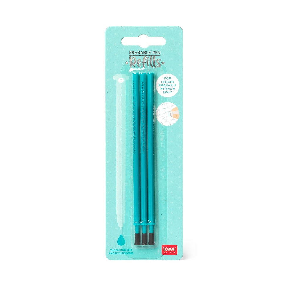 Legami Refill till raderbar gelpenna 3-pack - Turkost bläck